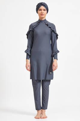 Remsa Mayo - Fırfır Tasarım Likralı Tam Kapalı Tesettür Mayo Fırfır 4104 Antrasit Remsa Mayo - Fırfır Tasarım Likralı Tam Kapalı Tesettür Mayo Fırfır 4104 Antrasit