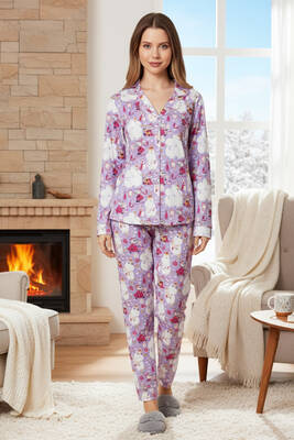 Remsa - Floral Print Button-Up Pajama Set