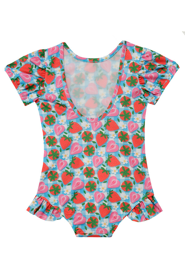 Floral Print Short Sleeve Swimwear Set for Girls - Thumbnail