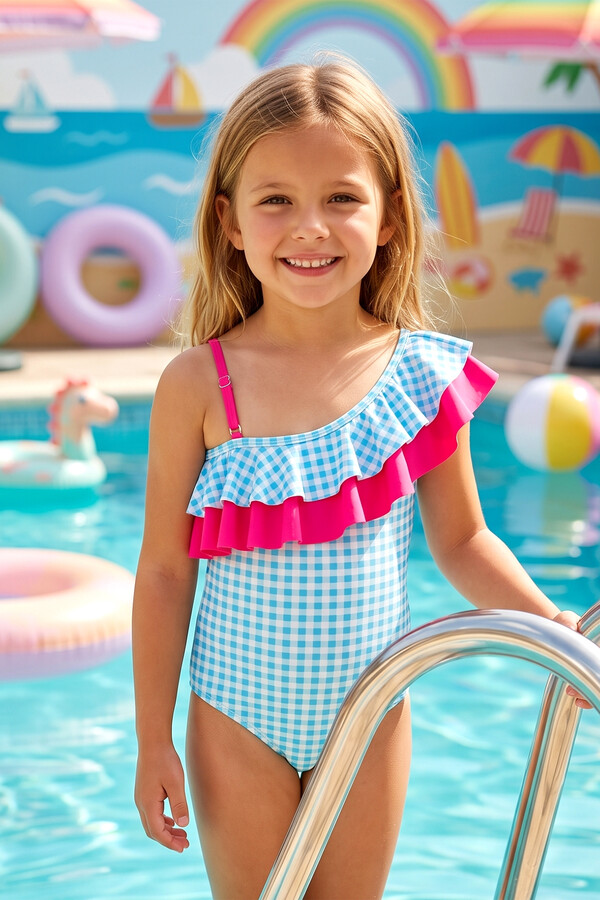 Floral Print Swimwear Set for Girls - Thumbnail