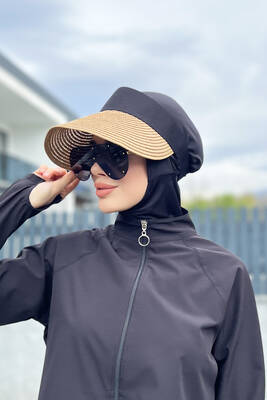 Remsa - Remsa Foldable Straw Visor Hat Sun Shield Natural Black Remsa - Remsa Foldable Straw Visor Hat Sun Shield Natural Black