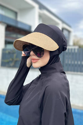 Remsa - Remsa Foldable Straw Visor Hat Sun Shield Natural Black (1) Remsa - Remsa Foldable Straw Visor Hat Sun Shield Natural Black (1)