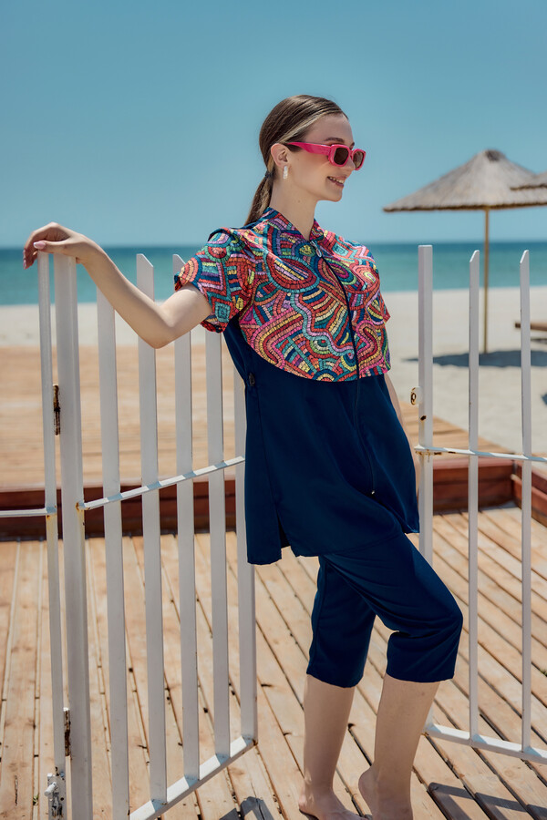 Four-Piece Modest Swimwear Set with Head Covering - Thumbnail