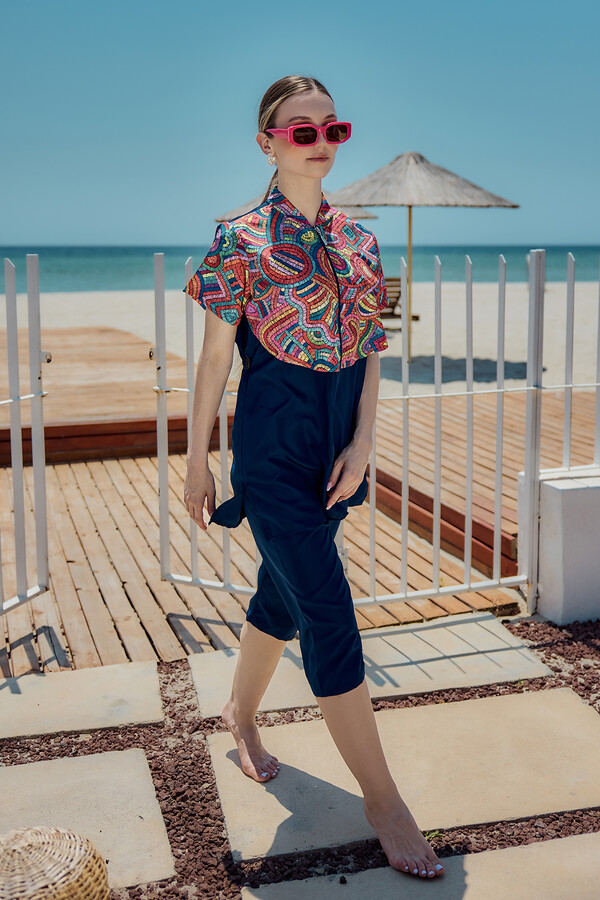Four-Piece Modest Swimwear Set with Head Covering - Thumbnail
