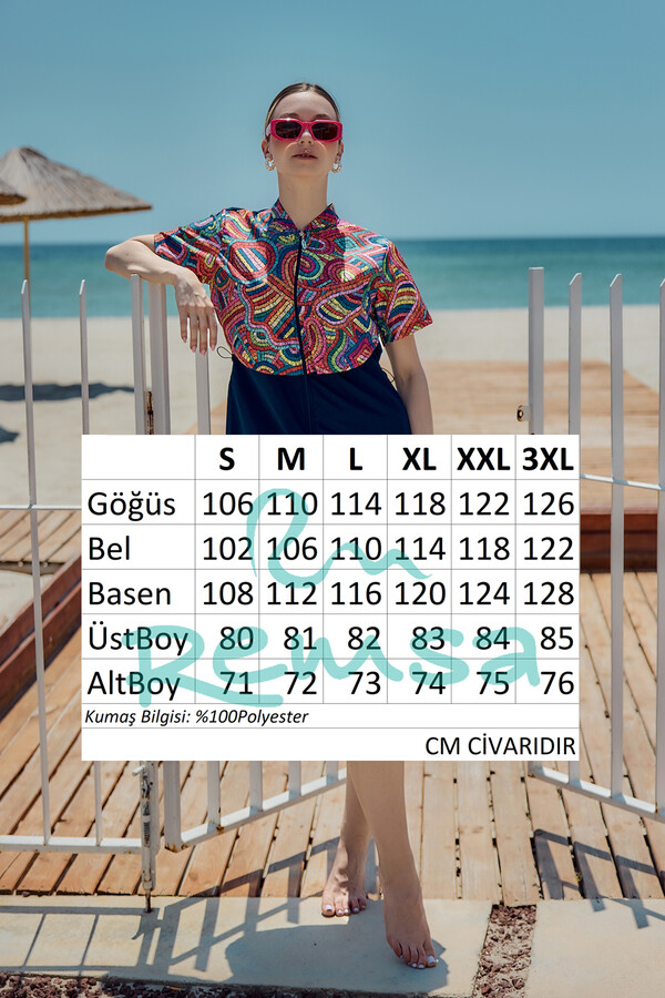 Four-Piece Modest Swimwear Set with Head Covering - Thumbnail