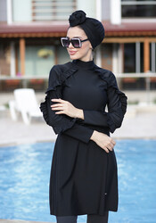 Remsa Mayo - Frill Design Lycra Fully Covered Hijab Swimsuit 4104 Black