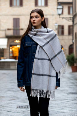 Remsa - Fringe Boucle Scarf - 60x170 cm - 1293 Gray