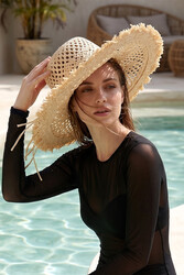 Remsa - Fringe Detail Wide Straw Hat