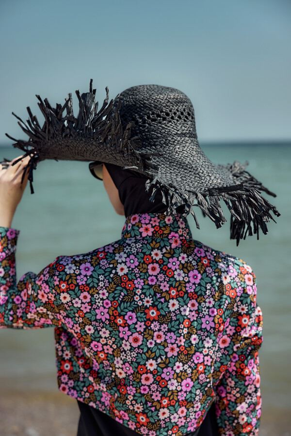 Fringe Detail Woven Beach Hat - Thumbnail