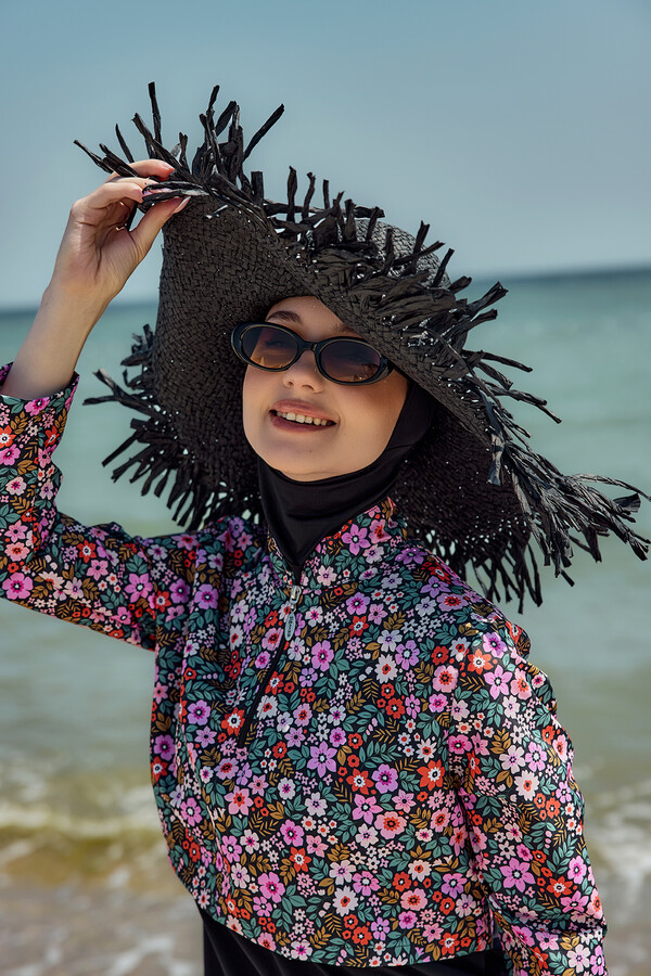 Fringe Detail Woven Beach Hat - Thumbnail