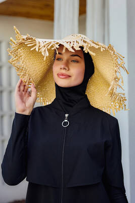 Remsa - Fringe Detailed Straw Beach Hat RS- Beige