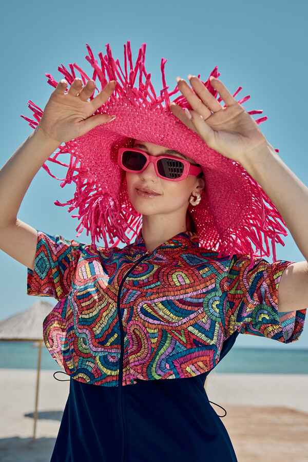 Fringe Detailed Straw Beach Hat - Thumbnail