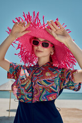 Remsa - Fringe Detailed Straw Beach Hat