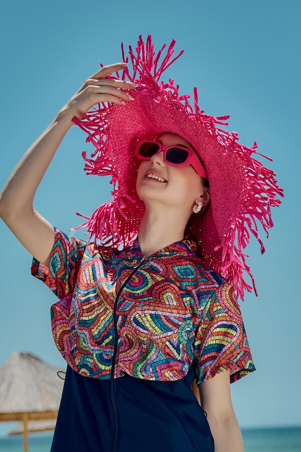 Fringe Detailed Straw Beach Hat - Thumbnail