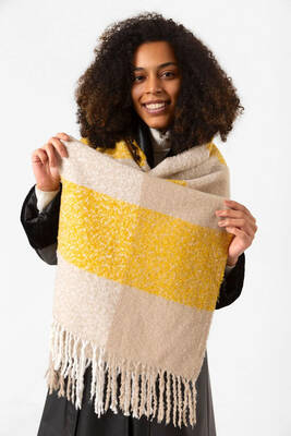 Remsa - Fringe Textured Scarf Shawl 45X200 cm 1284 Saffron (1)