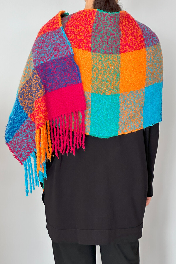 Fringed Bouclé Scarf 42X205 cm 1256 Pink - Thumbnail