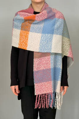 Remsa - Fringed Bouclé Scarf 42X205 cm 1292 Pink