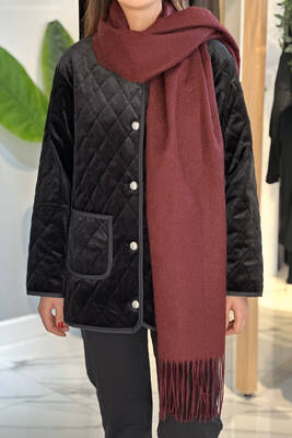 Remsa - Fringed Bouclé Scarf Shawl 45x200 cm 1285 Burgundy