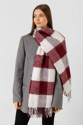 Remsa - Fringed Boucle Scarf - 40x210 cm - 1291 Burgundy