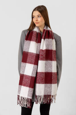 Remsa - Fringed Boucle Scarf - 40x210 cm - 1291 Burgundy (1)