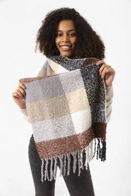 Remsa - Fringed Boucle Scarf 44X195 cm 1283 Brown (1)