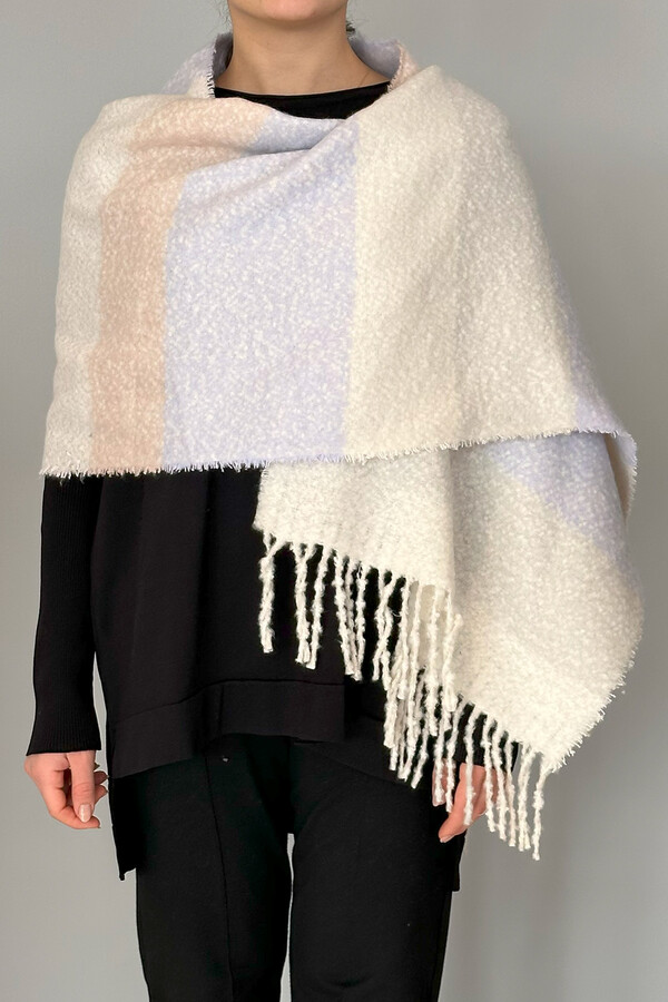 Fringed Bouclé Scarf 48X210 cm 1249 Lilac - Thumbnail