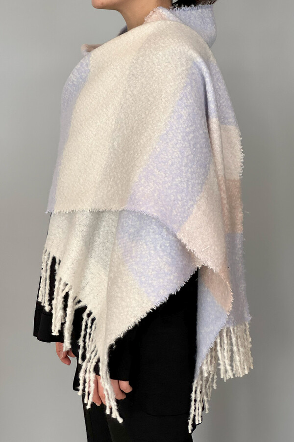 Fringed Bouclé Scarf 48X210 cm 1249 Lilac - Thumbnail