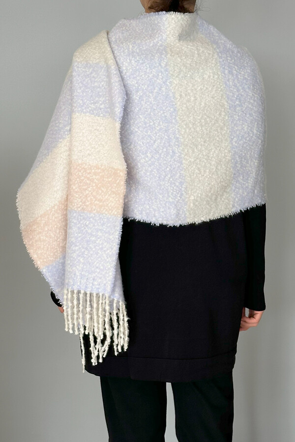 Fringed Bouclé Scarf 48X210 cm 1249 Lilac - Thumbnail