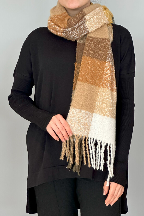 Fringed Bouclé Scarf 42X205 cm 1292 Yellow - Thumbnail