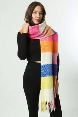 Remsa - Fringed Boucle Scarf Shawl 40x210 cm 1256 Fuchsia