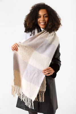 Remsa - Fringed Boucle Scarf Shawl 45X200 cm 1284 Lilac