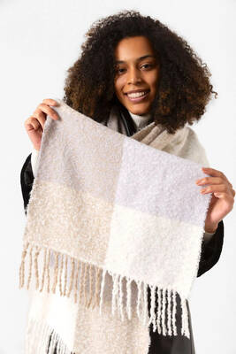 Remsa - Fringed Boucle Scarf Shawl 45X200 cm 1284 Lilac (1)