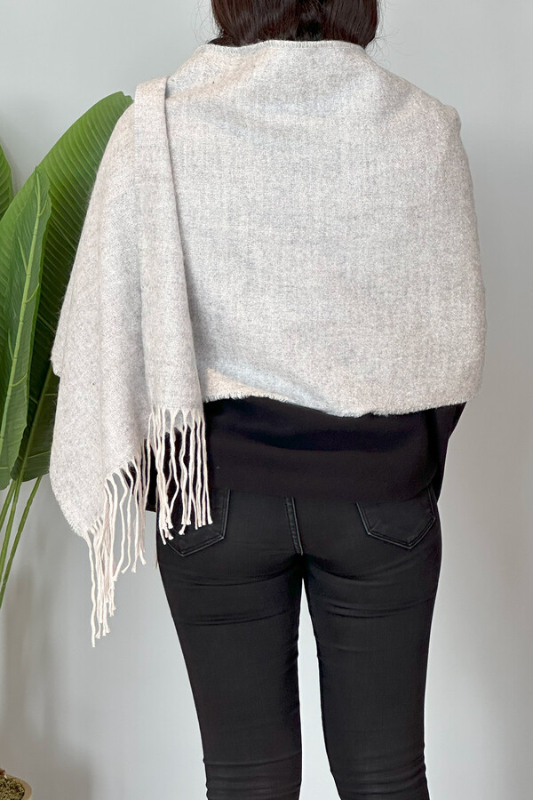 Fringed Bouclé Scarf Shawl 45X200 cm Grey 1285 - Thumbnail