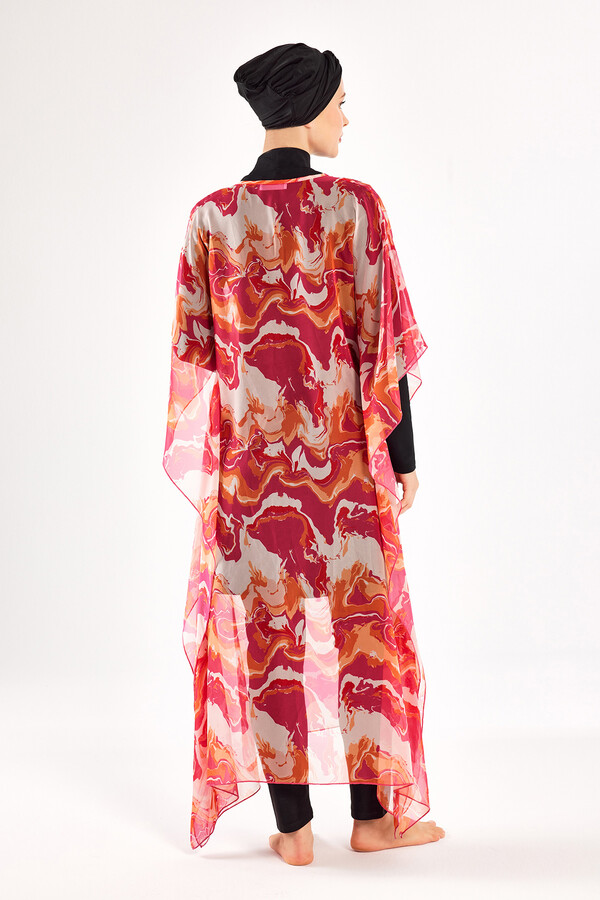Fuchsia UV Protection Pareo Kaftan Over Swimsuit 1704 - Thumbnail