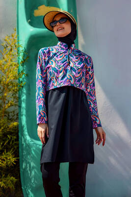 Remsa - Full-Cover Modest Swimwear Set Black Print Remsa Mayo