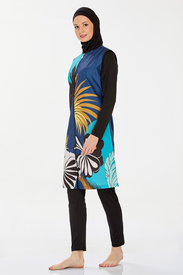 Full Covered Hijab Swimsuit Emília 9262 Black - Thumbnail
