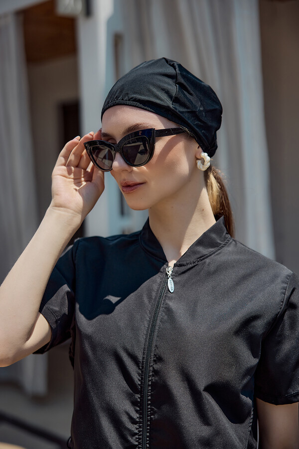 Full-Cover Parachute Short-Sleeve Semi-Covered Swimwear Set - Thumbnail