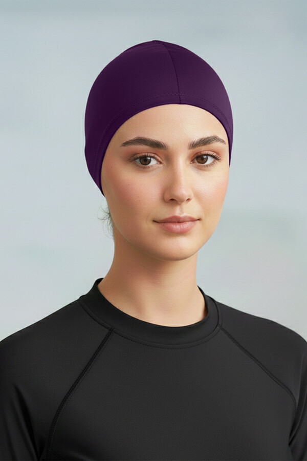 Full-Cover Swimwear Accessory in Purple and Black - Thumbnail