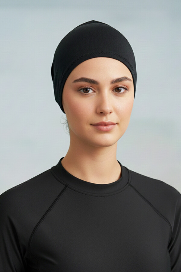 Full-Cover Swimwear Headband R-990 Black - Thumbnail