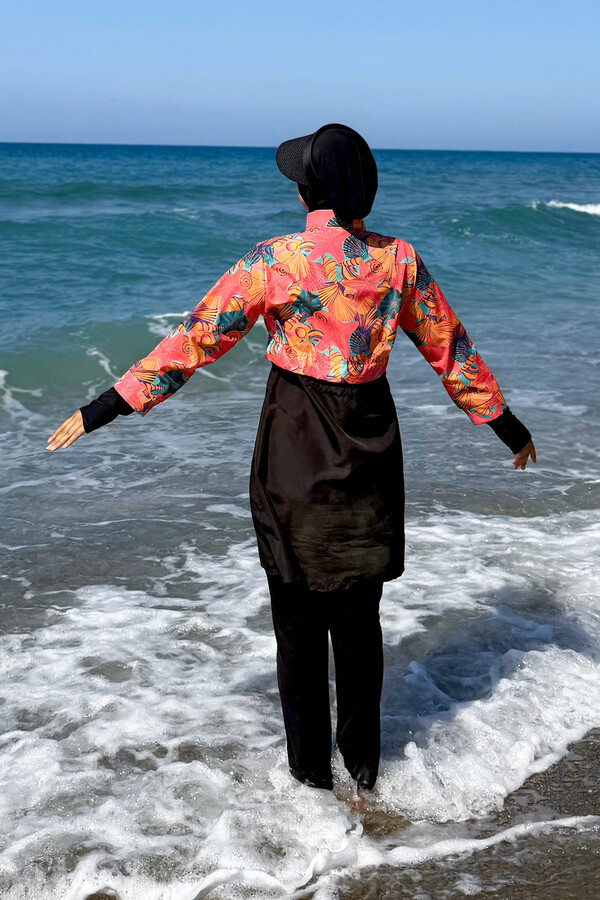 Full-Cover Swimwear Set Hale Tropical Print - Thumbnail