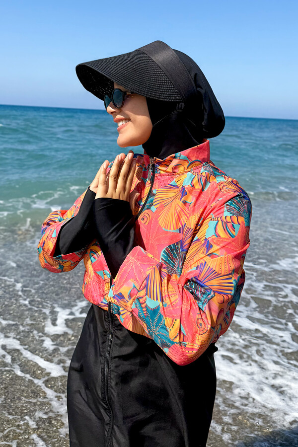 Full-Cover Swimwear Set Hale Tropical Print - Thumbnail