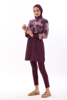 Remsa - Full Coverage Burkini Pera 2322 Floral Purple (1) Remsa - Full Coverage Burkini Pera 2322 Floral Purple (1)