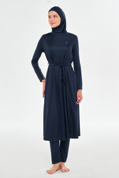 Rozamay - Full-Coverage Long Modest Swimwear Set in Navy Blue