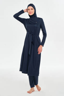 Rozamay - Full-Coverage Long Modest Swimwear Set in Navy Blue (1)