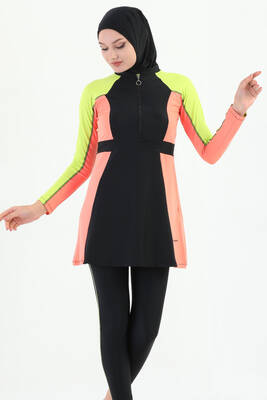 Remsa - Full Coverage Lycra Hijab Swimwear Remsa Swimwear with UV Protector 2237 Betül Black Yellow (1)