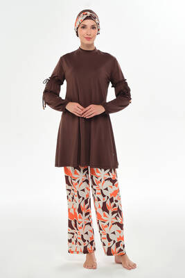 Maresiva - Full Coverage Lycra Wide-Leg Modest Swimsuit Set in Brown (1)