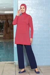 Armes - Full-Coverage Lycra Swimsuit with Front Pocket 1254 Fuchsia