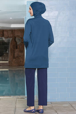 Armes - Full-Coverage Lycra Swimsuit with Front Pocket 1254 Petrol (1) Armes - Full-Coverage Lycra Swimsuit with Front Pocket 1254 Petrol (1)