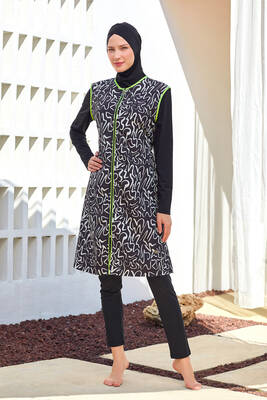 Maresiva - Full Coverage Modest Swimsuit 2305 Black Maresiva - Full Coverage Modest Swimsuit 2305 Black