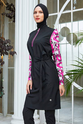 Maresiva - Full Coverage Modest Swimsuit 2307 Black Maresiva - Full Coverage Modest Swimsuit 2307 Black